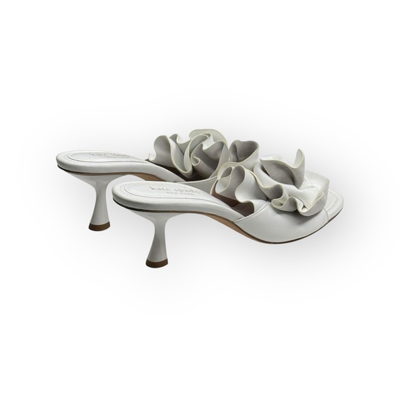 new Kate Spade KSNY ❀ Flourish Flower Accent Heel Mule Sandals ❀ White ❀ 10.5M - Picture 4 of 16